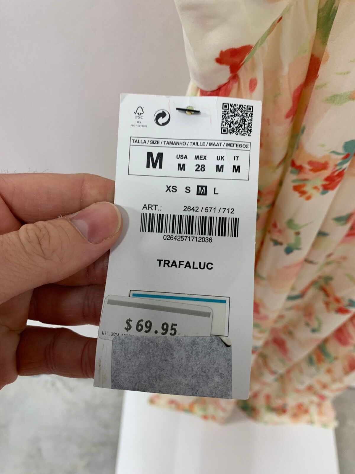 Zara Trafaluc Womens Floral Maxi Plunge Neck Dress Watercolor Cream 2642/571/712