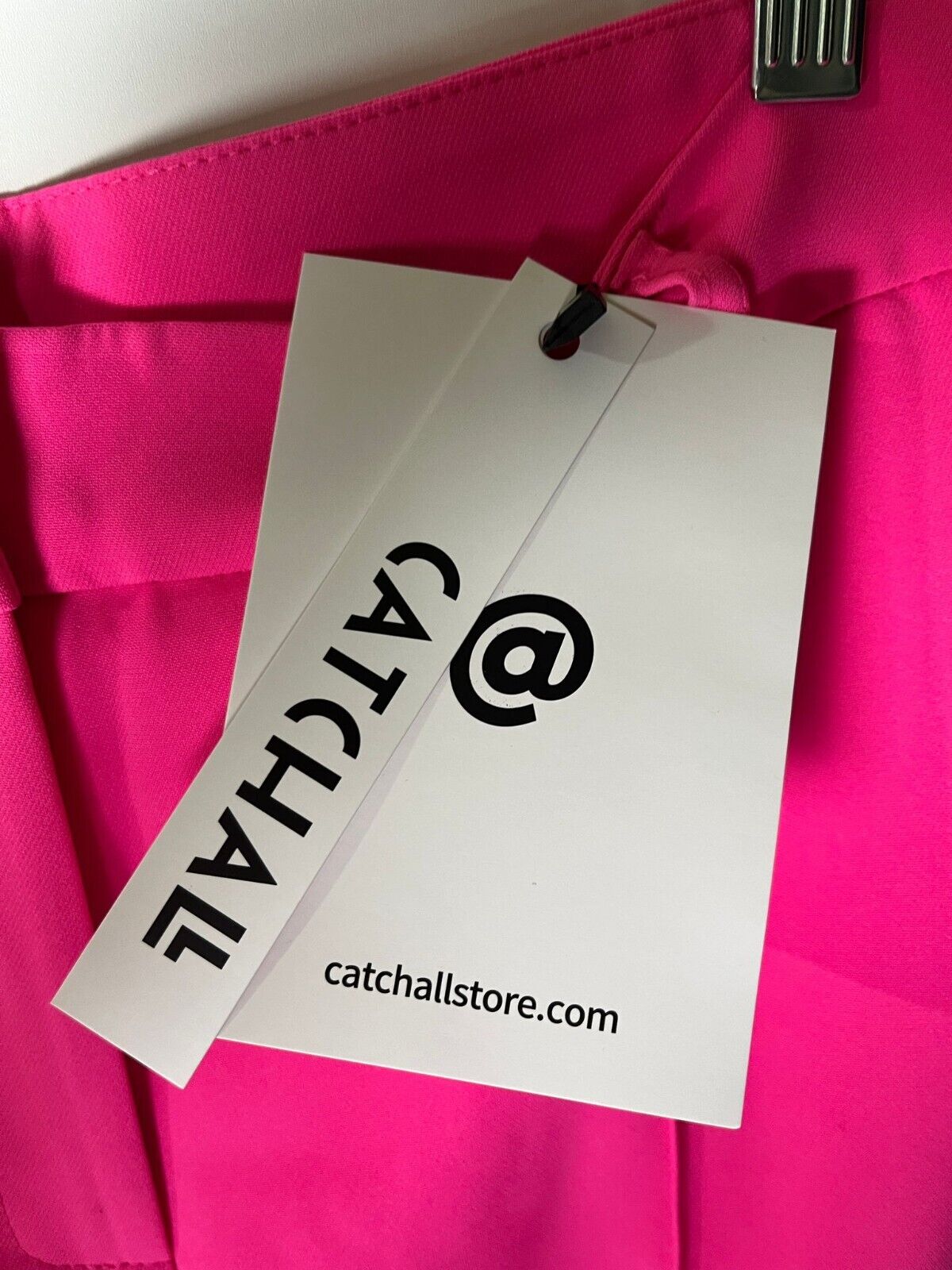 Catchall Women's L Modern Floral Appliqué High Rise Straight Leg Pants Hot Pink