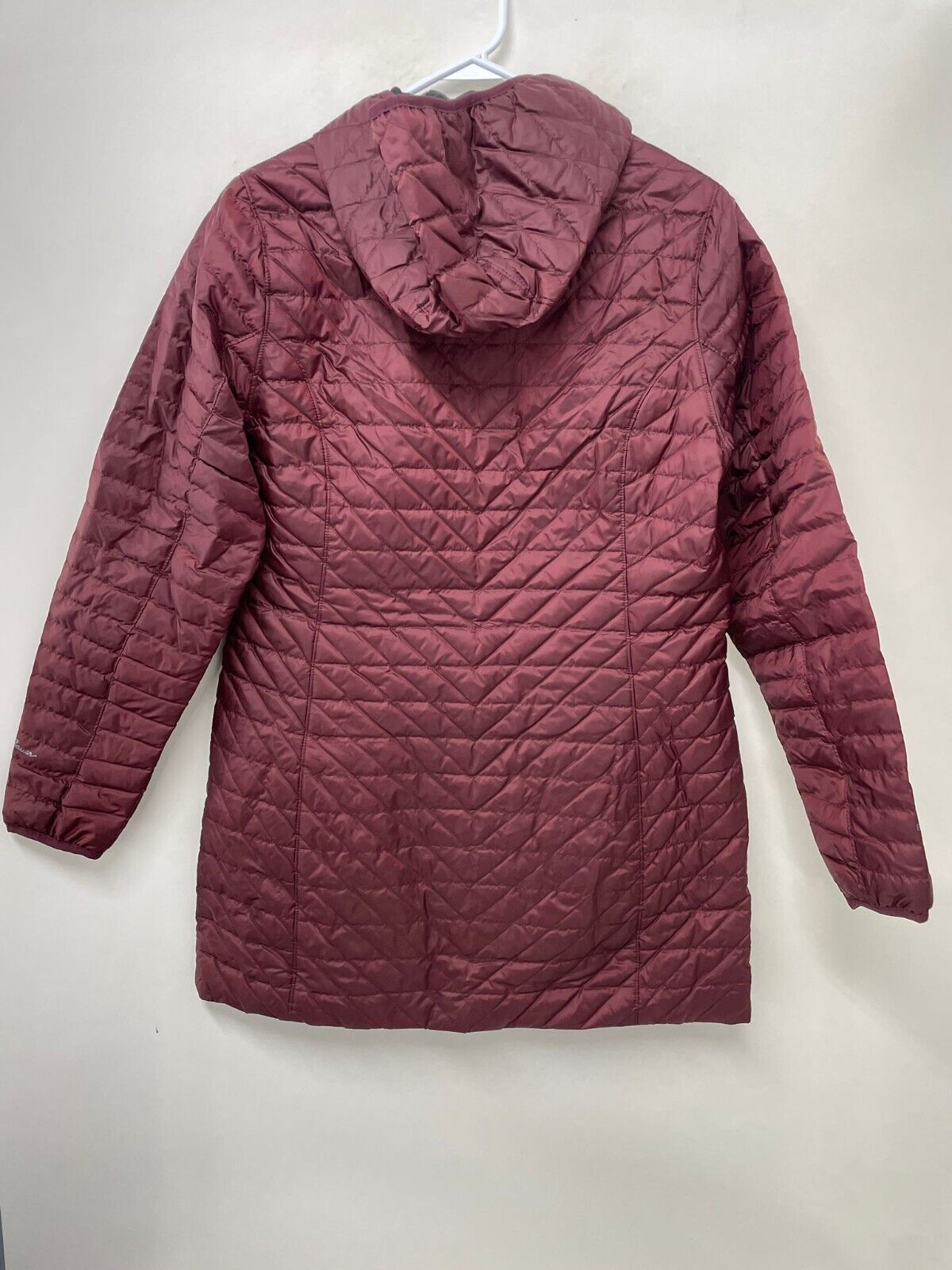 Eddie Bauer Womens M Cityscape Down Parka Quilted Jacket Burgundy 0684