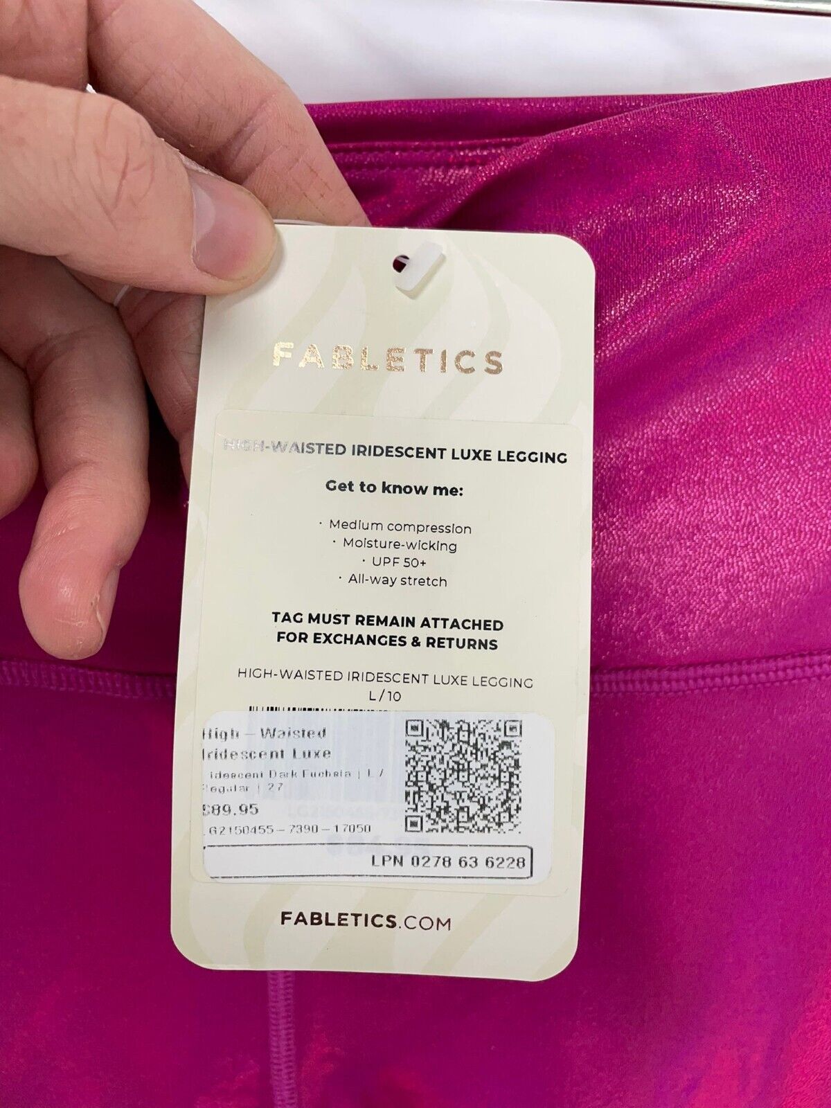 Fabletics Women L Ultra High Waisted Iridescent Fuchsia PureLuxe 7/8 Legging