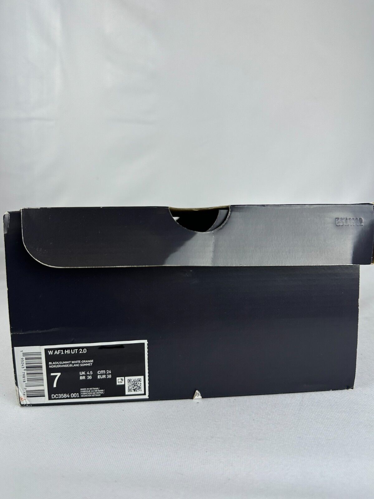 Nike Womens 7 Air Force 1 High Top UT 2.0 Black Skateboarding Shoes DC3584-001