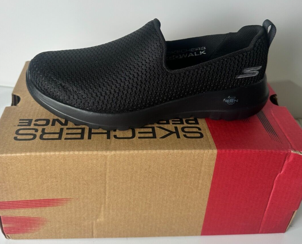 Skechers Women's 5.5 GO WALK JOY Slip On Walking Sneaker Shoes Black 15600-BBK