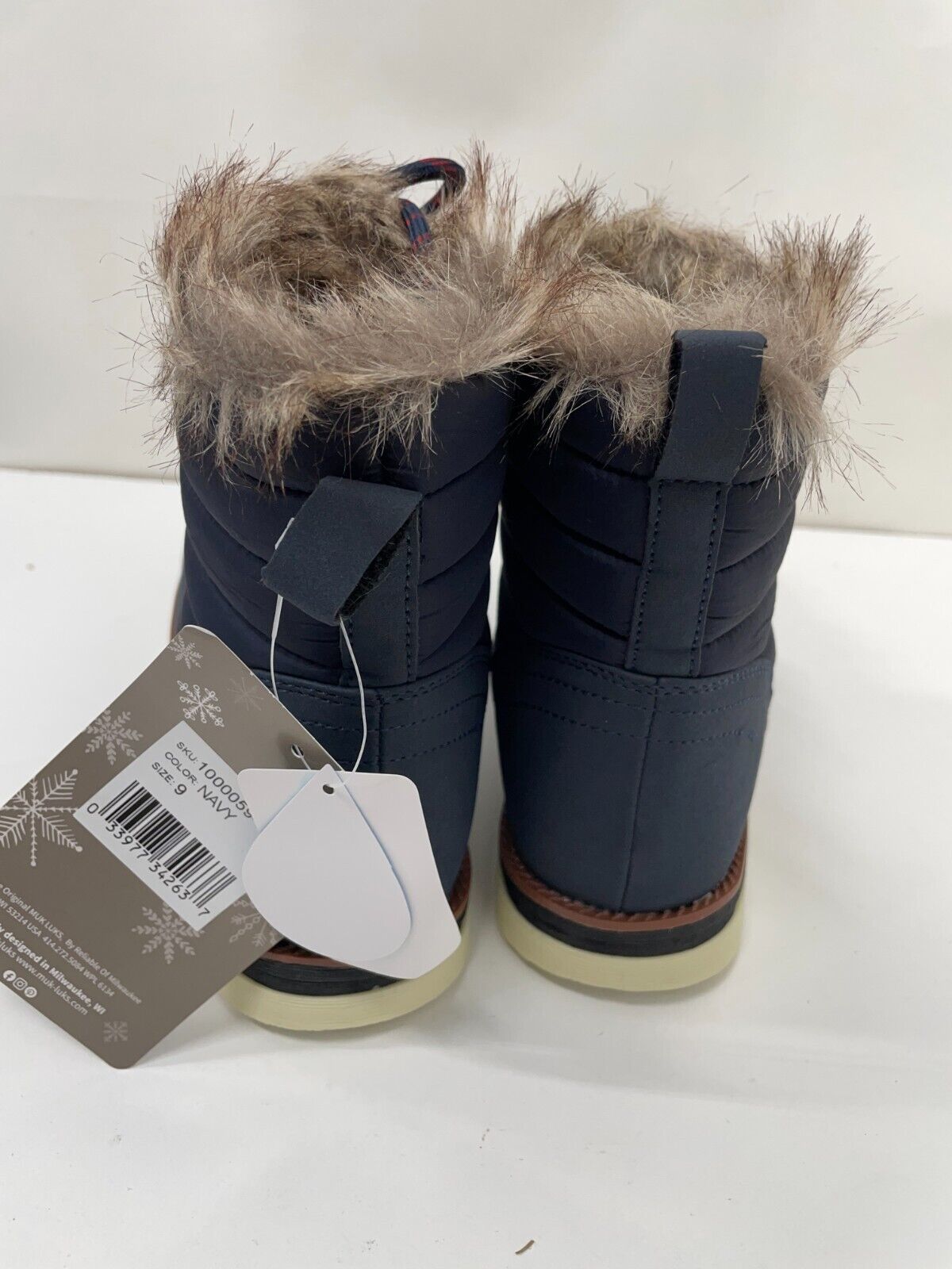 MUK LUKS Womens 9m Cold Weather Furry Booties Navy Blue 1000059