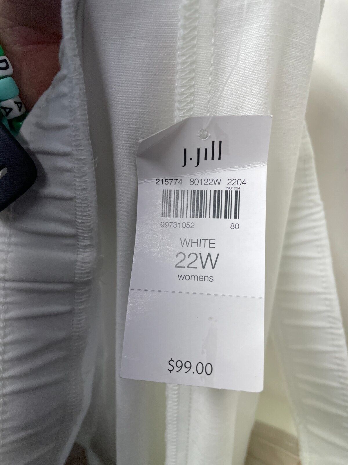 J Jill Womens 22W Cotton Essential Stretch Pants White Pull On 215774