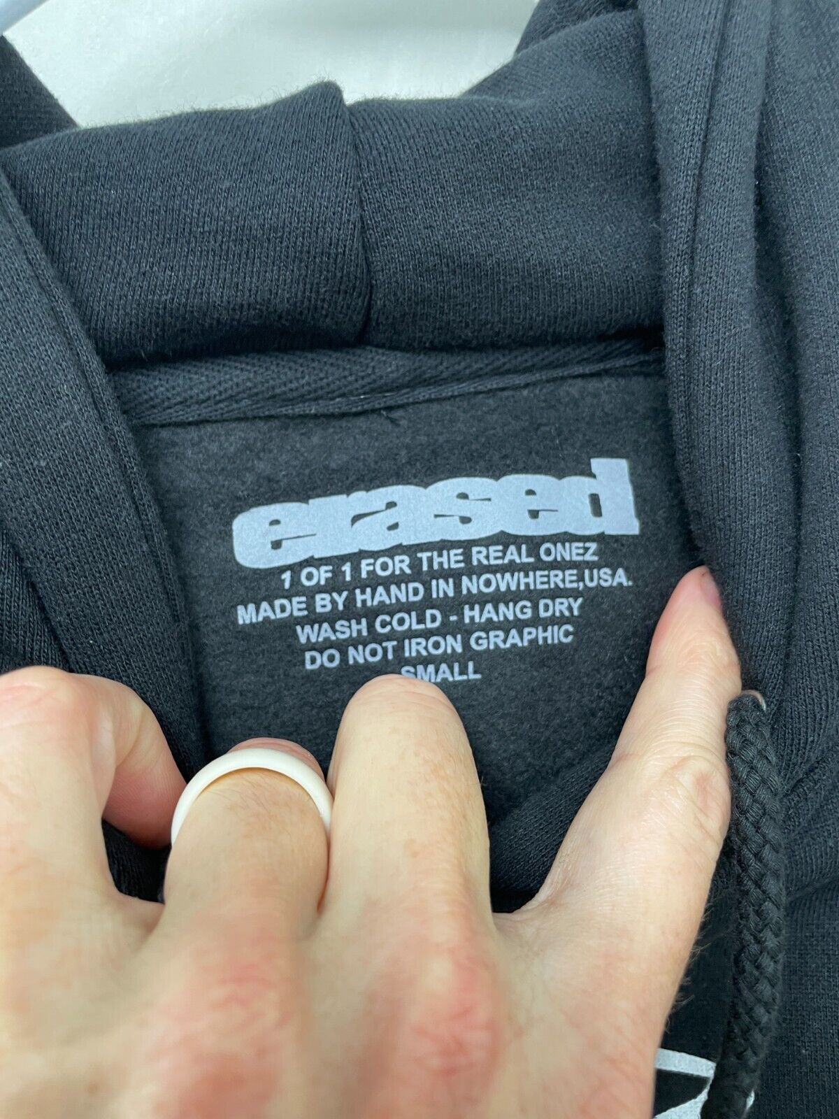 Erased Project Mens S Graphic Pullover Hoodie Sweatshirt Black Unisex