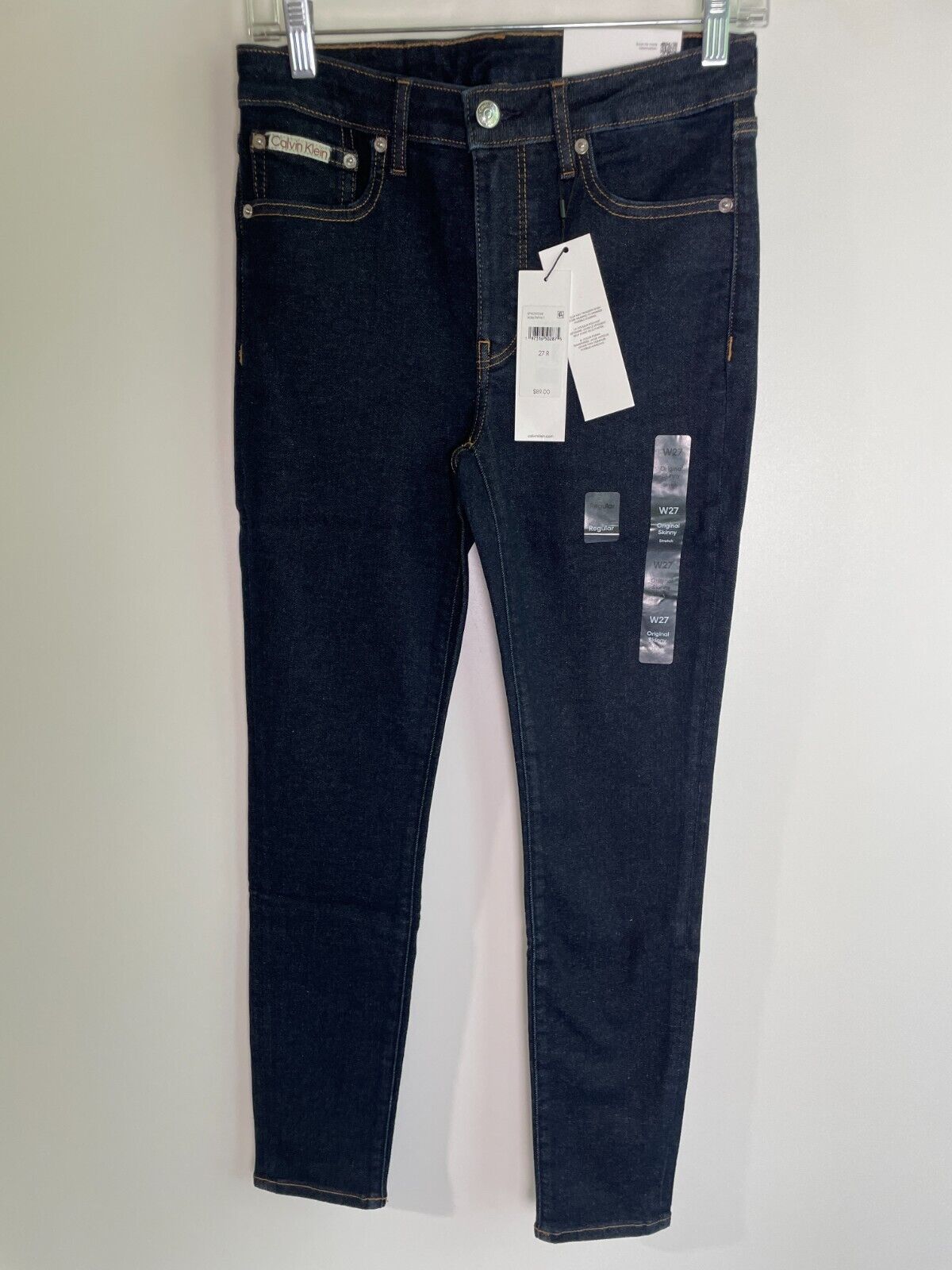 Calvin Klein Women's 27R Original Skinny Fit Jeans Blue Mid-Rise 15108140