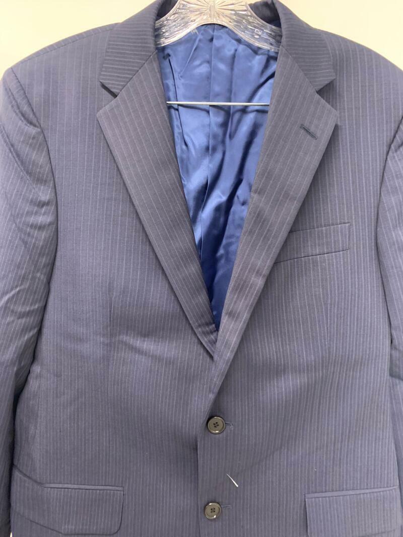 Hickey Freeman Mens 40R Navy Blue Pinstripe Milburn II Suit Jacket Blazer 42R