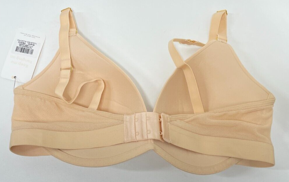 Lively Womens 36DD The Deep V No-Wire All Day Push-Up Bra Beige Padded 45583