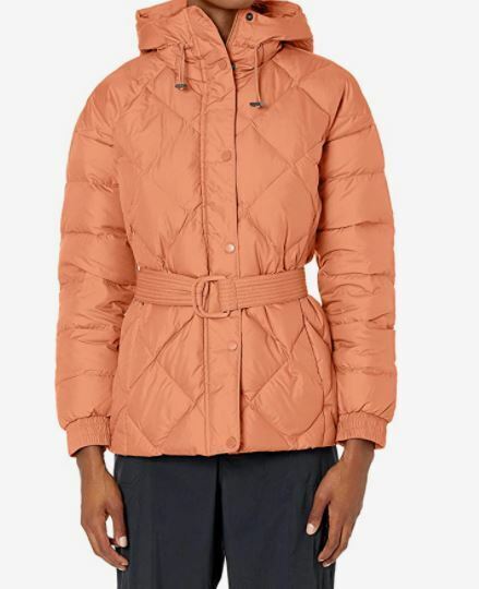 Columbia Womens L Icy Heights Belted Belted Quilted Puffer Jacket Nova Pink