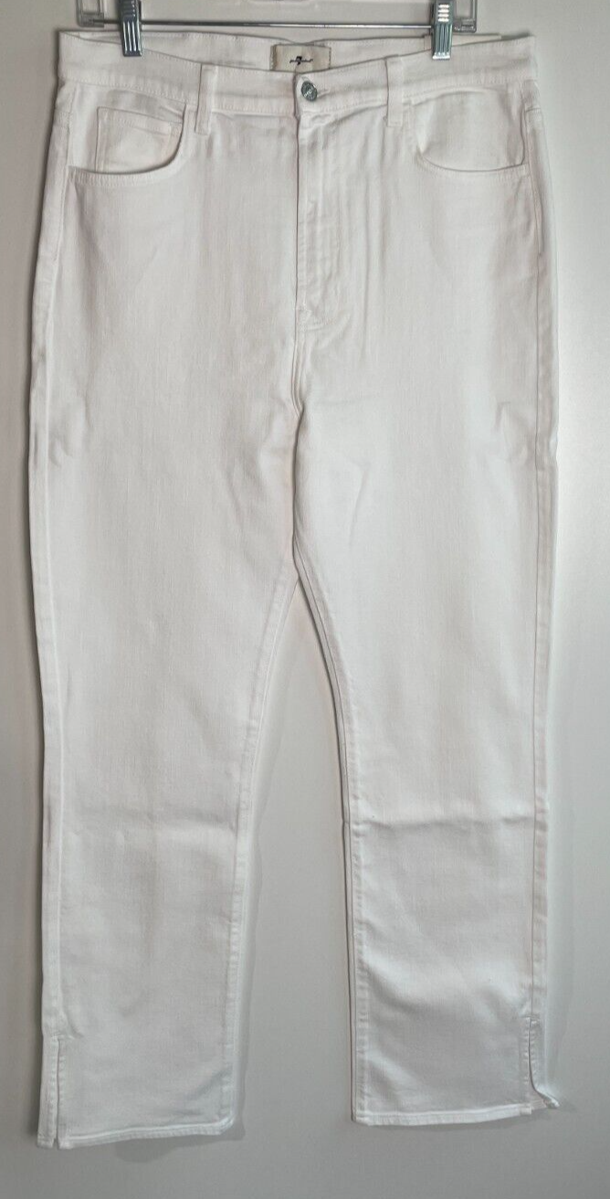 7 For All Mankind Womens 32 Easy Slim Jean Brilliant White Straight Leg 7U394672