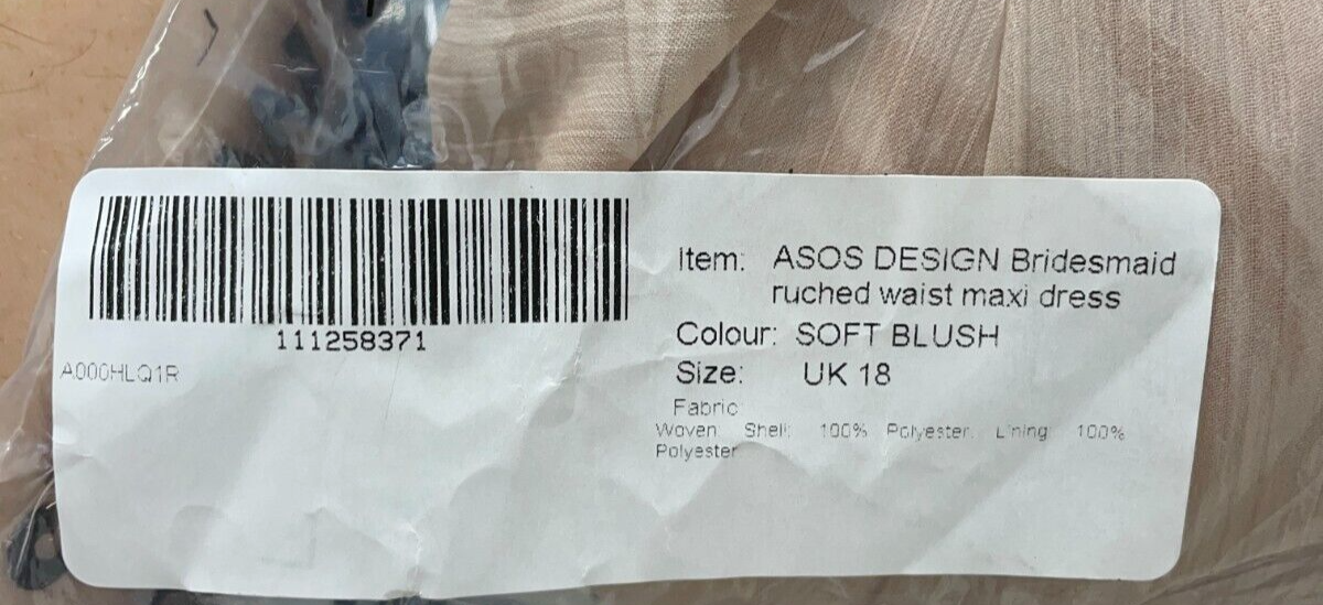 Asos Design Womens 14 Bridesmaid Ruched Waist Maxi Dress Beige Zip Back 1551159