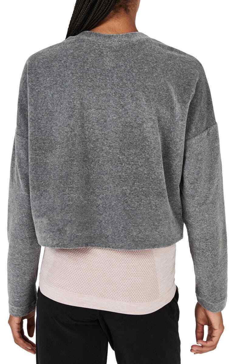 Sweaty Betty Womens M Charcoal Gray Softie Superhero Crop Pullover Sweatshirt