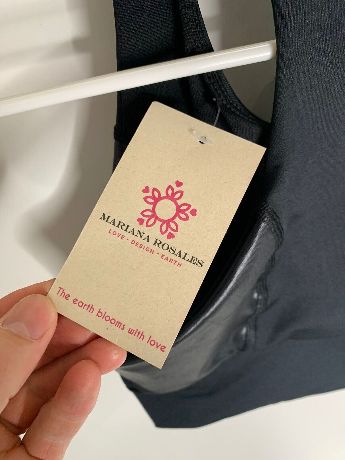 Mariana Rosales Womens OS Black Eco-Friendly Black Crop Top Sports Bra Gym