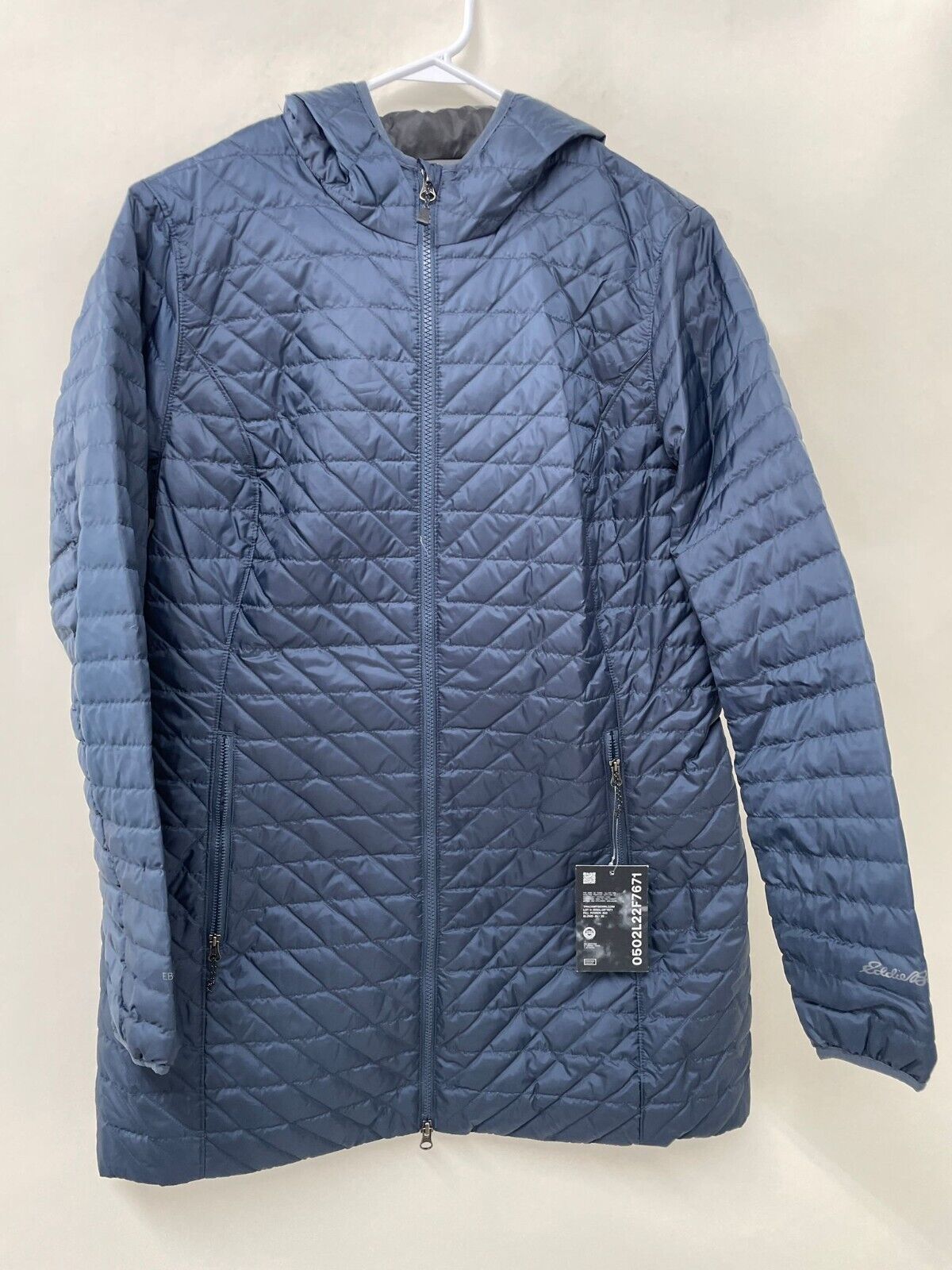 Eddie Bauer Womens L Cityscape Down Parka Quilted Jacket Twilight Blue Navy 0684