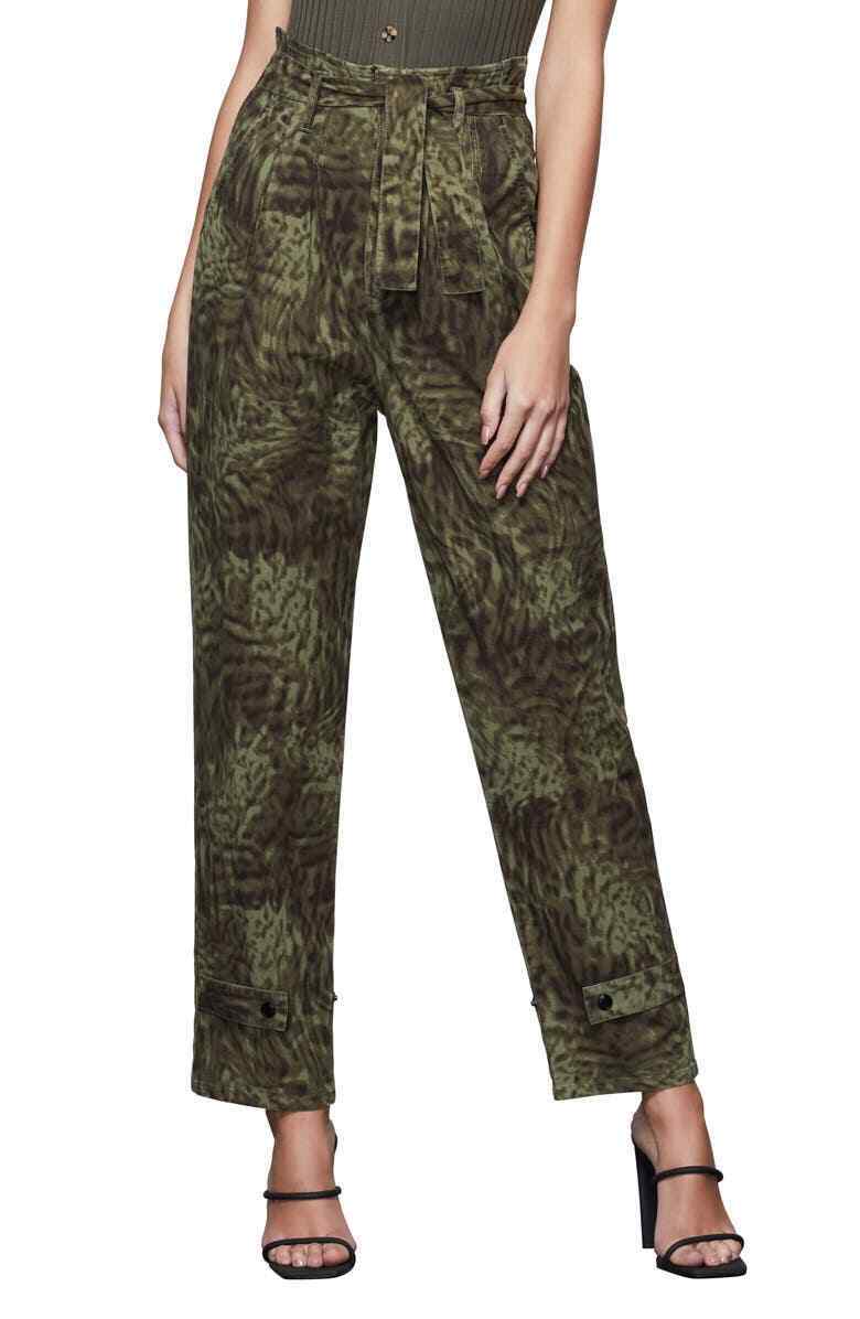 Good American Womens 0 Jungle Green Upgrade Paperbag Waist Ankle Trousers Pants