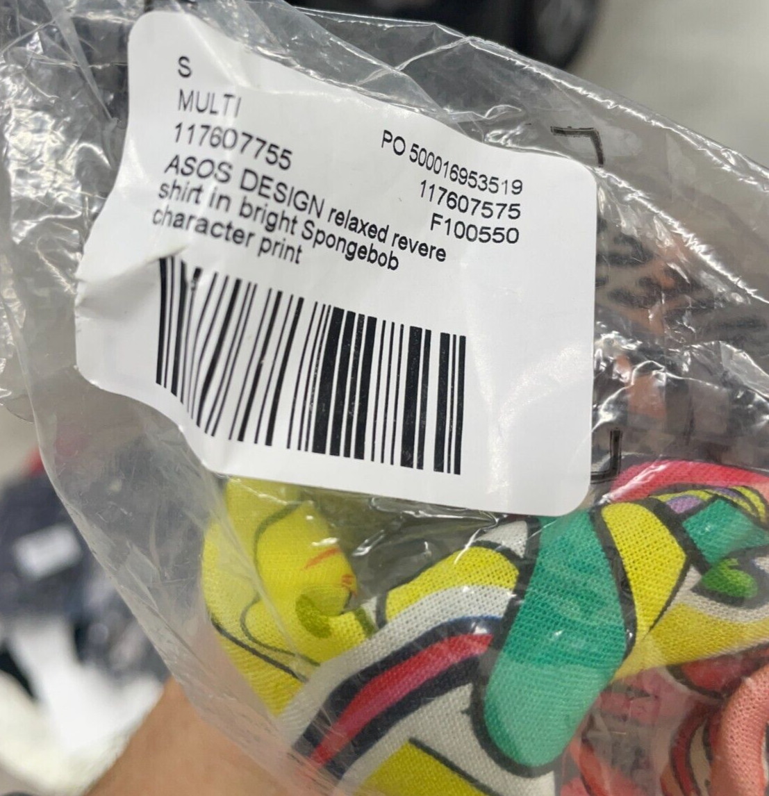 ASOS Men's S Relaxed Revere Shirt Bright Spongebob Character Print 117607575 NWT