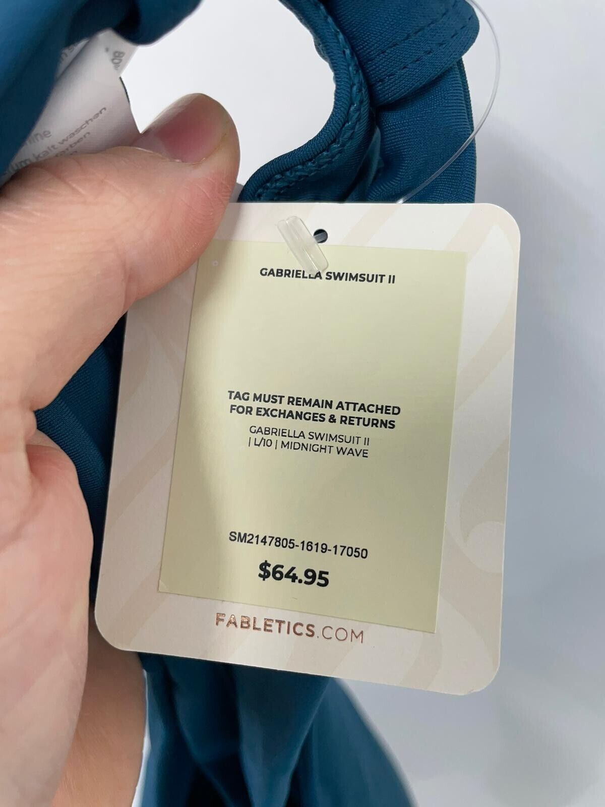 Fabletics Womens L Lace Up Racerback Gabriella II Swimsuit Midnight Teal Blue