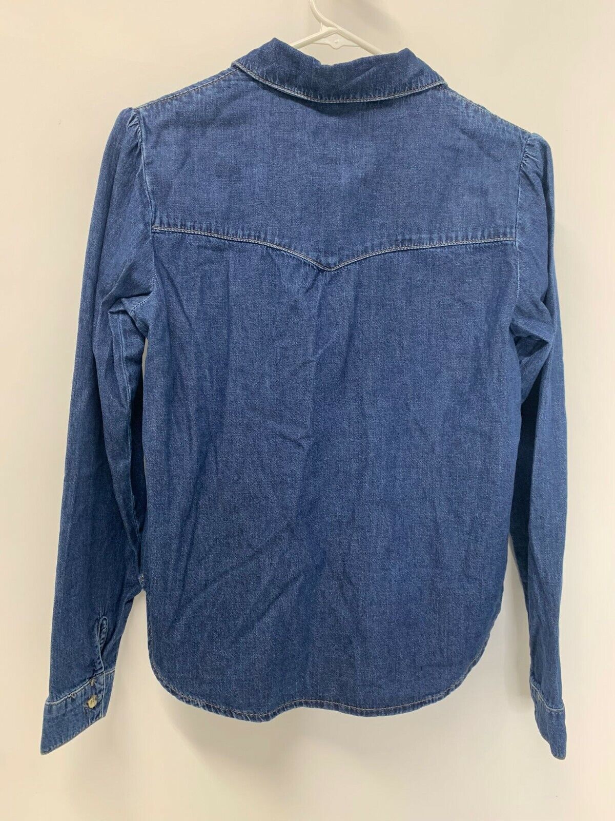 BDG Urban Outfitters Womens S Dark Wash Blue Denim Popover Shirt Top Button Down