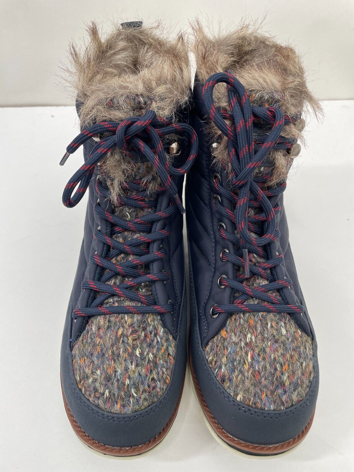 MUK LUKS Womens 9m Cold Weather Furry Booties Navy Blue 1000059
