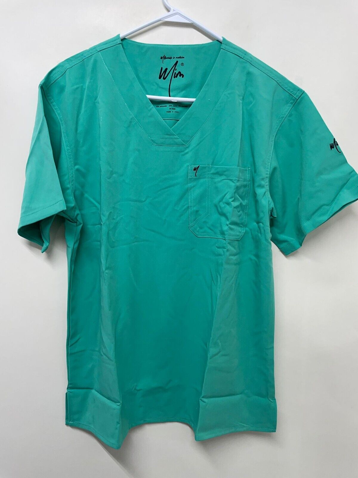 Mim Scrubs Mens M Surgical Green 2 Piece Set Jogger Pant & Shirt Medical Top