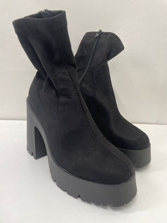 ASOS Design Women 5 US 3UK Evolve High Heeled Cleated Sock Boots Platform Chunky
