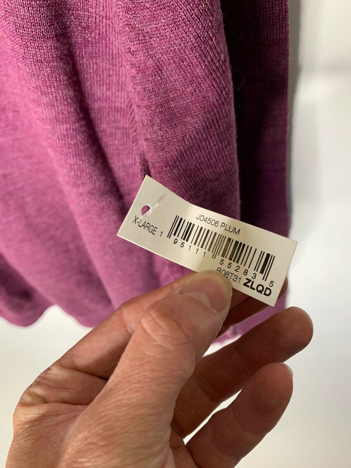 Goodthreads Mens XL Plum Quarter Zip Sweater Pullover Merino Wool Burgundy