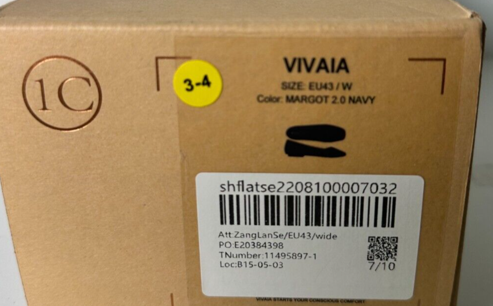 Vivaia Women's EU 43 Square Toe Margot 2.0 V-Cut Knit Ballet Flat Shoes Black