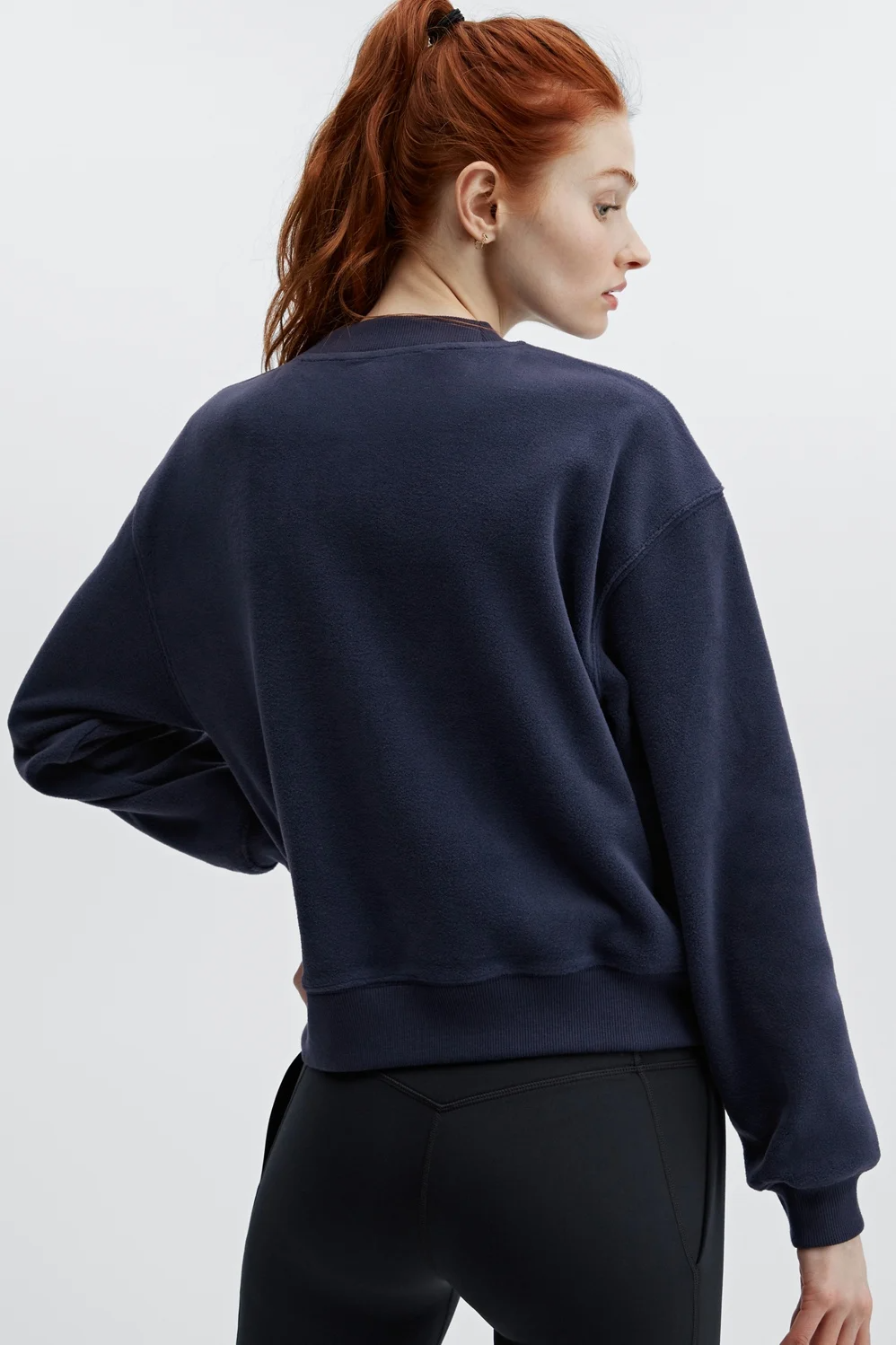Fabletics Womens M Rayne Polar Fleece Crewneck Sweatshirt Deep Navy Long sleeve