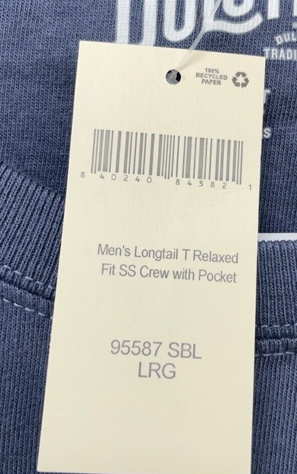 Duluth Trading Mens L Longtail T Relaxed Fit SS Crew Pocket T-Shirt Blue 95587