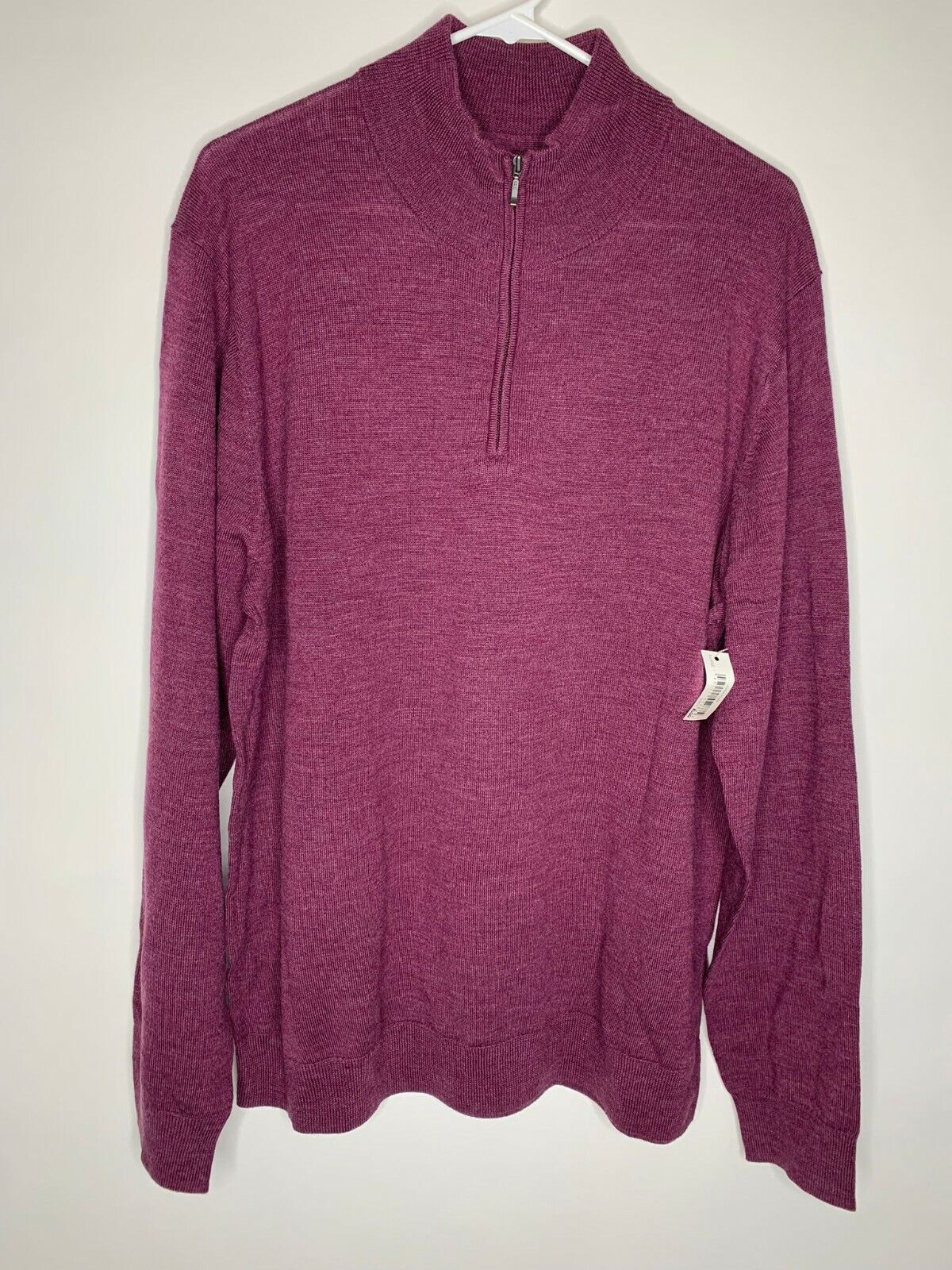 Goodthreads Mens XL Plum Quarter Zip Sweater Pullover Merino Wool Burgundy