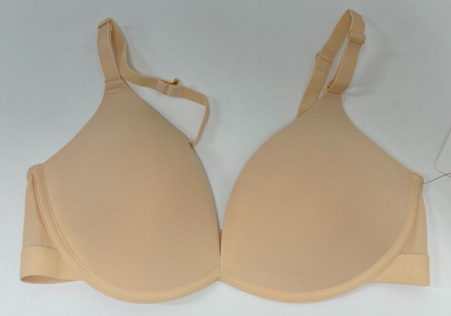 Lively Womens 36DD The Deep V No-Wire All Day Push-Up Bra Beige Padded 45583