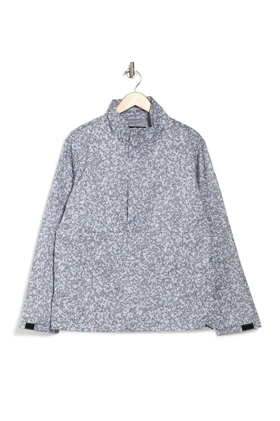 DKNY Mens Gray White Camo Printed Half-Zip Popover Jacket Windbreaker Waterproof