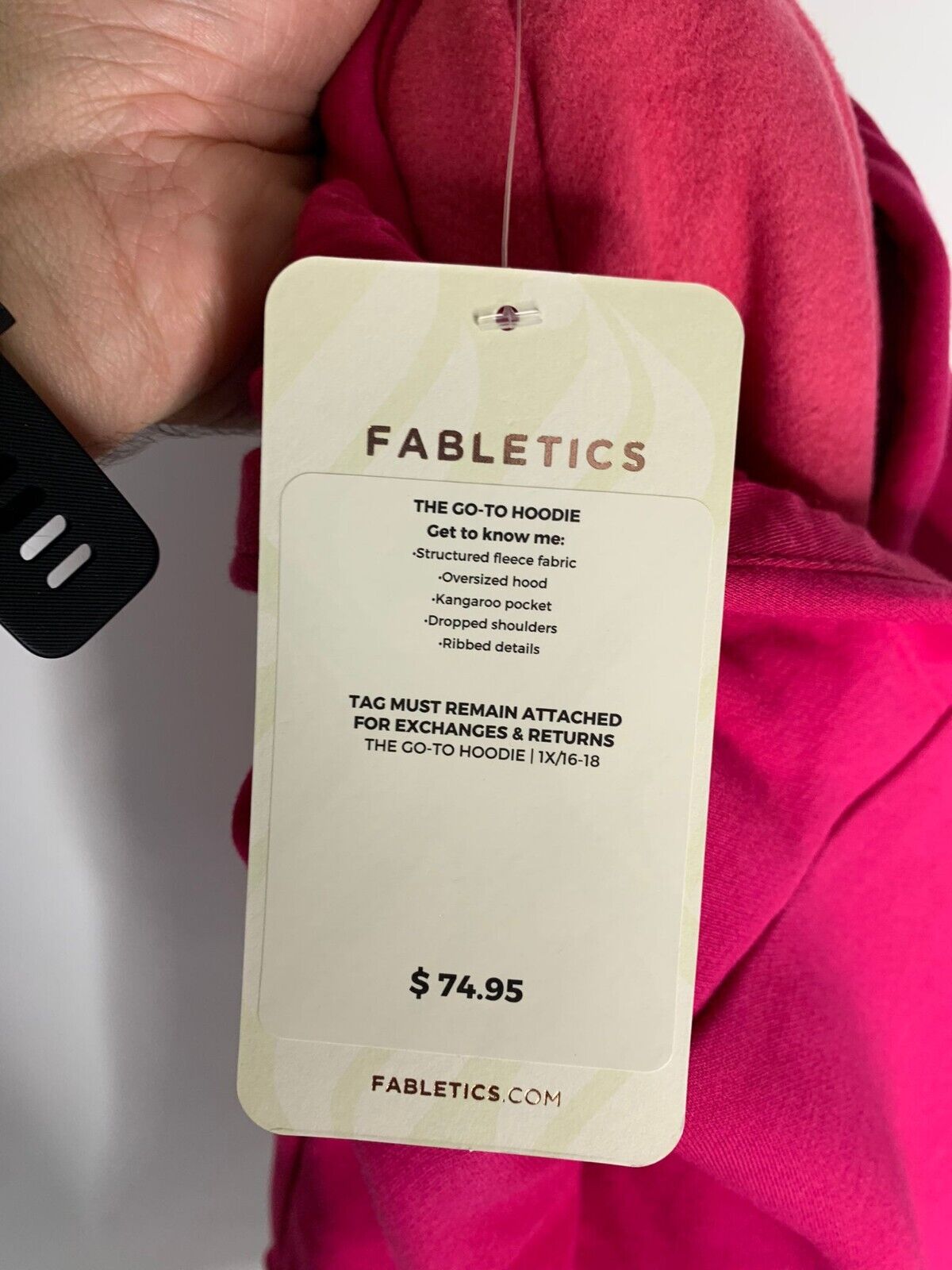 Fabletics Womens 1X The Go To Hoodie Dark Fuchsia Pink Sweatshirt