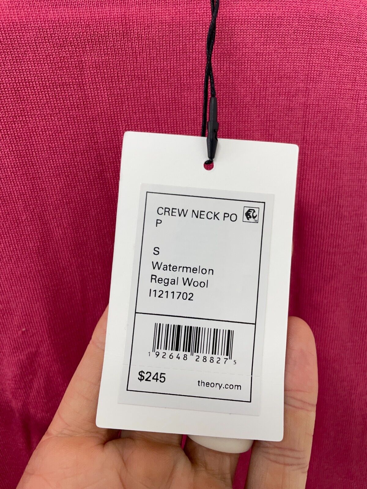 Theory Womens S Crewneck Sweater Regal Wool Pink Slim Fit Long Sleeve I1211702