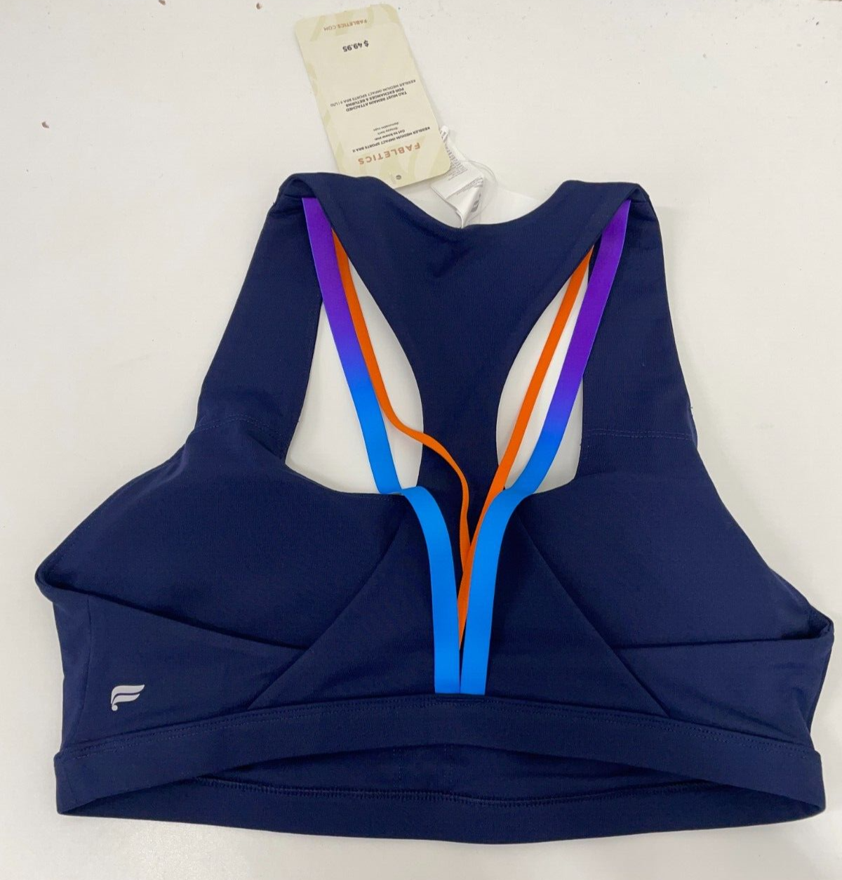 Fabletics Womens L Boost Medium Impact Sports Bra Deep Navy/Multi Removable Cups