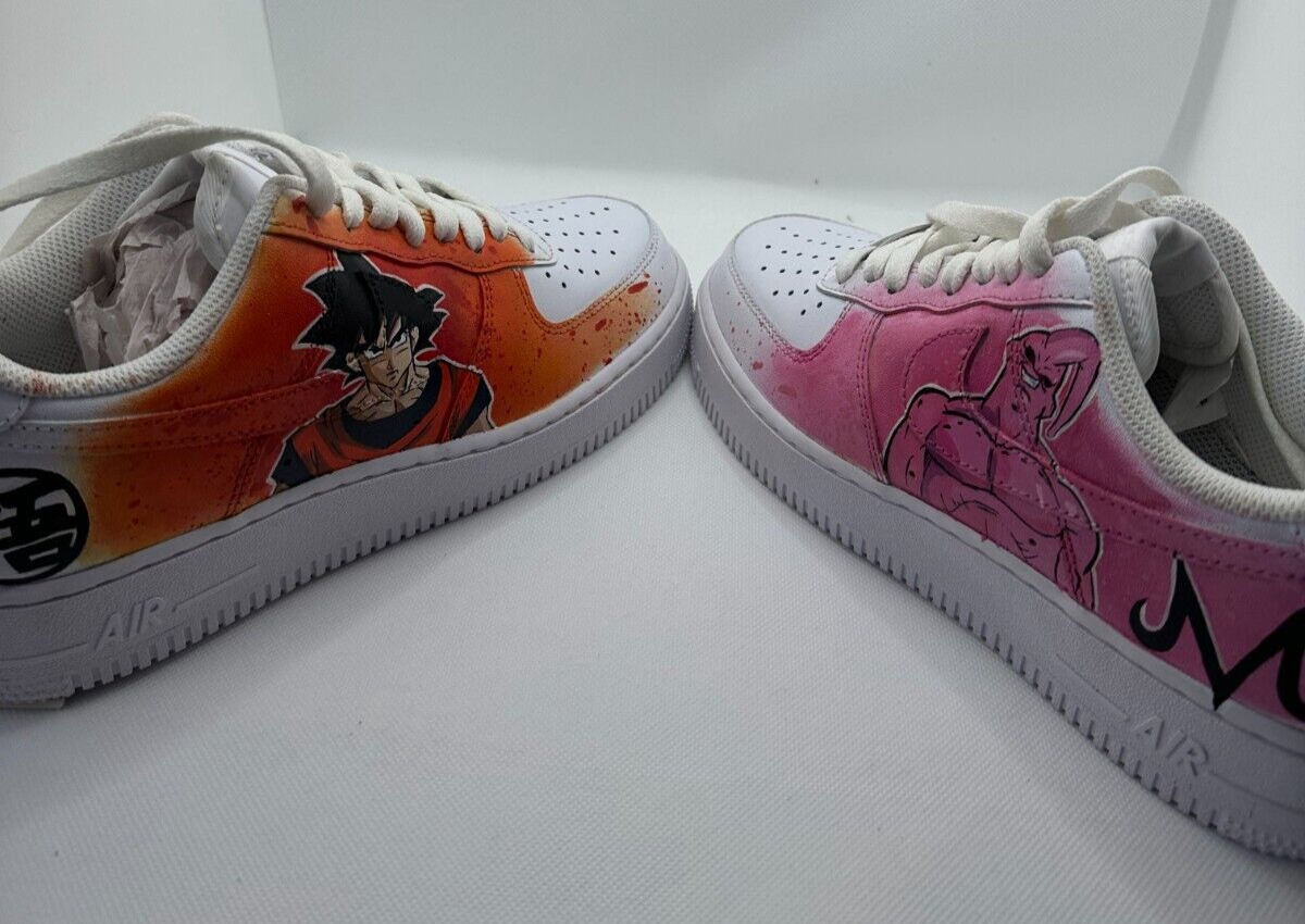 Nike Mens 7.5 W9 Air Force 1 '07 White Custom Airbrush Majin Buu Goku CW2288 DBZ