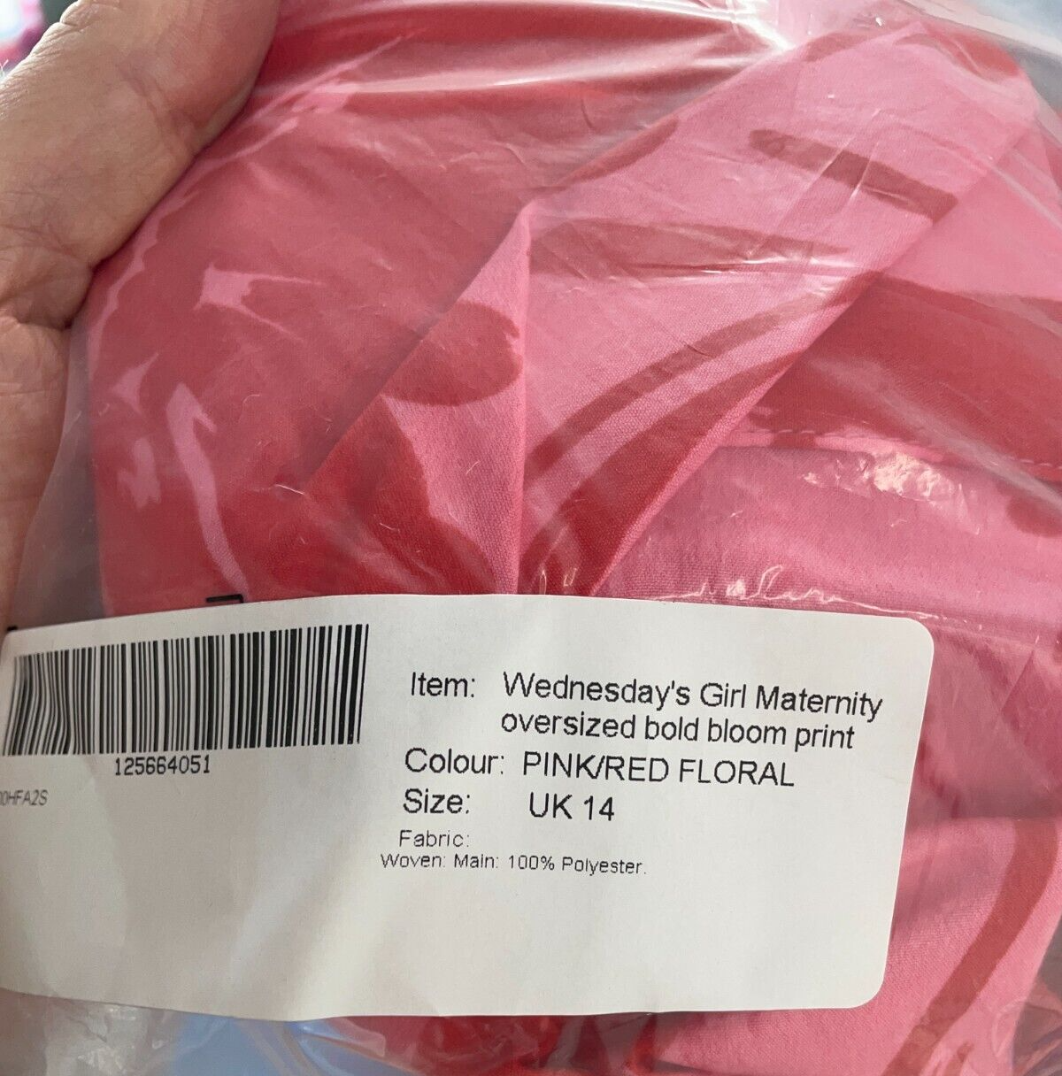 Wednesday's Girl Maternity Women 10 Oversized Bold Bloom Floral Shirt Pink Red