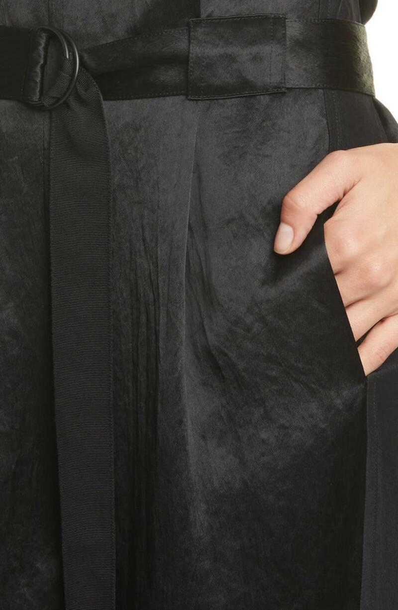 rag & bone Womens 8 Black Rochelle Satin Jumpsuit Sleeveless Belted