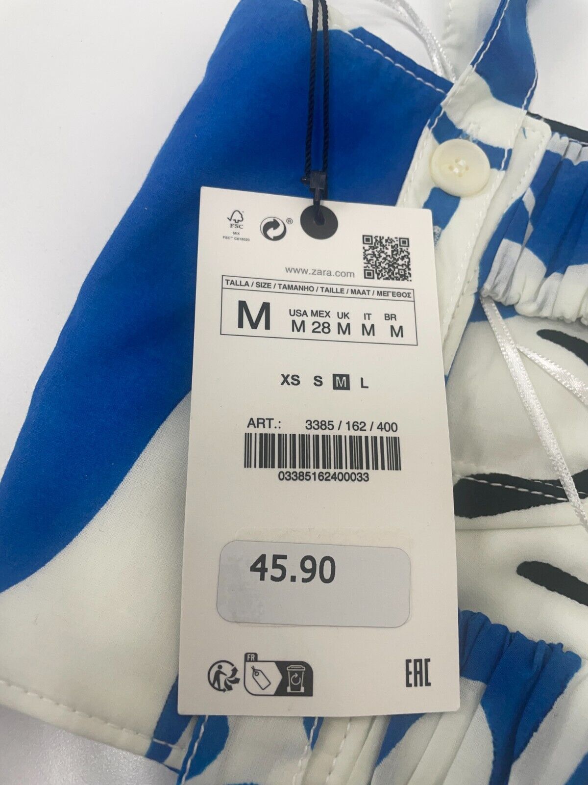 Zara Women's M Printed Crop Top Blue Floral 3385/162 Adjustable Sleeveless NWT