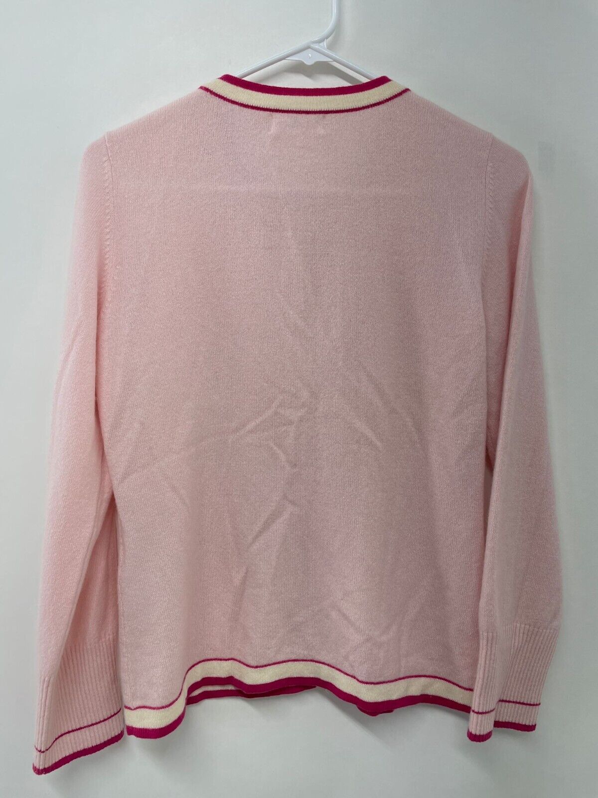 Courreges Womens 40 Lot of 2 Pink Cashmere Sweater Short Sleeve & Cardigan