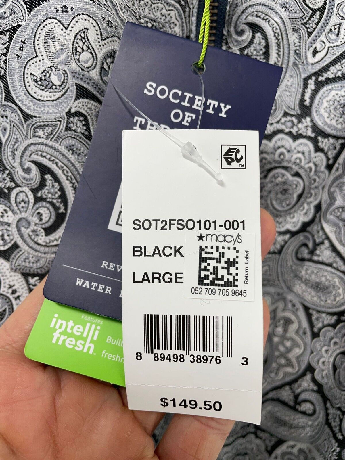 Society of Threads Mens L Reversible Jacket Paisley Gray Bomber Zip Up