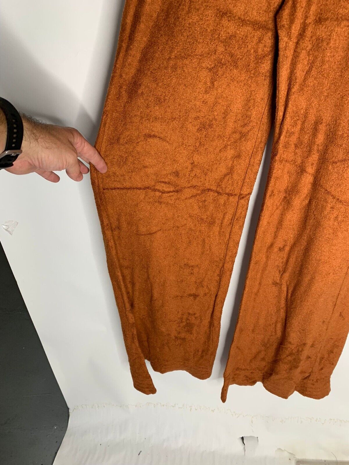 Terry by Simon Miller Womens S French Terry Wide Leg Pants Caramel Brown