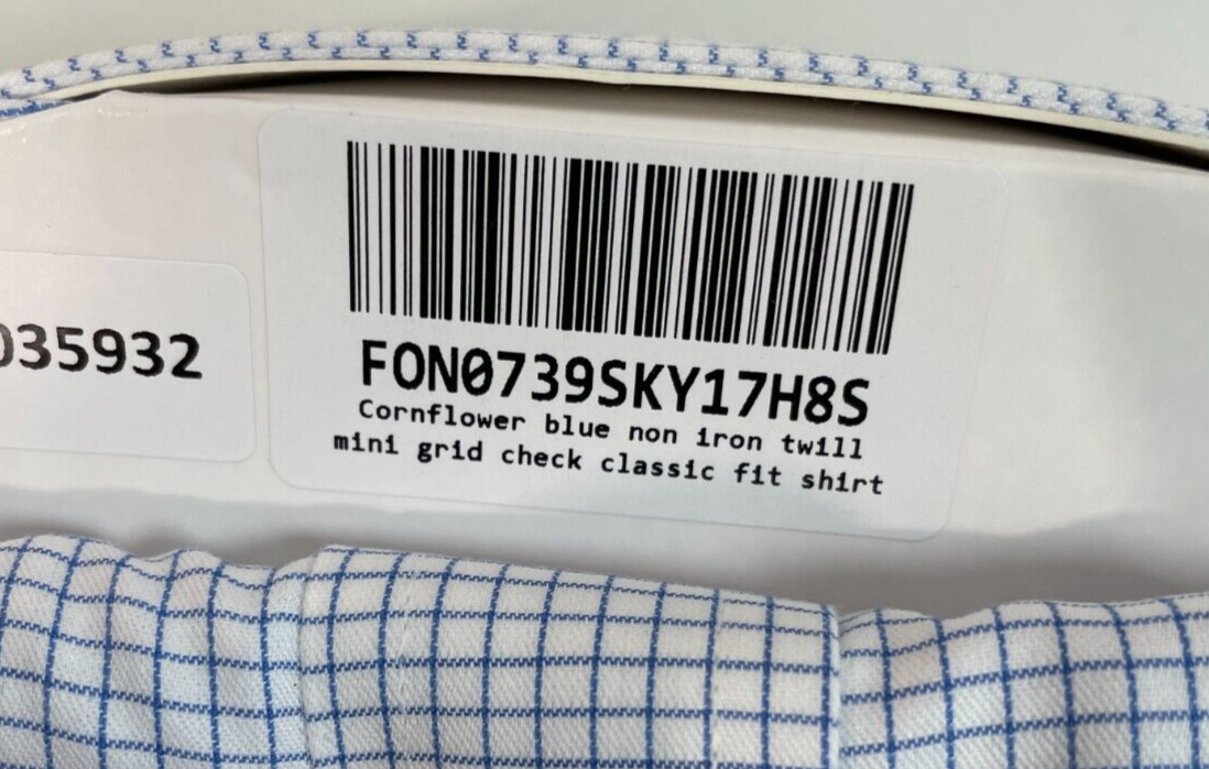 Charles Tyrwhitt Mens 17.5/38 Classic Fit Twill Mini Grid Check Shirt FON0739SKY