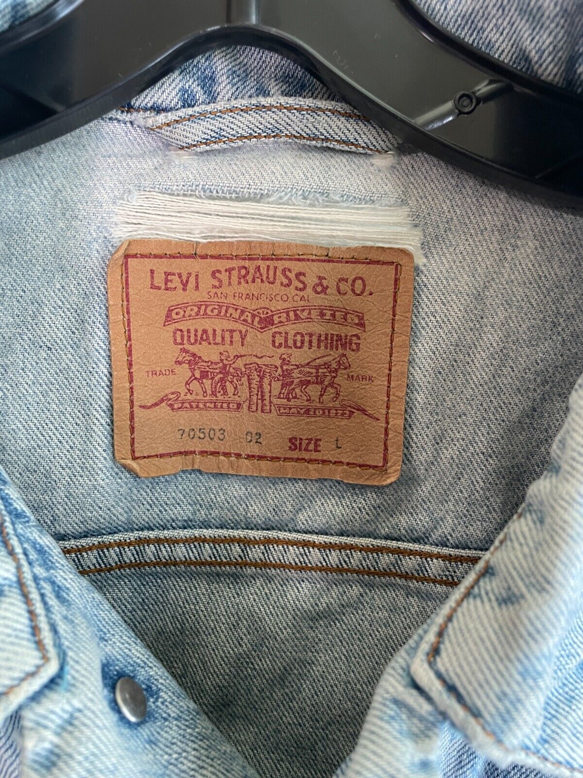 Levi's Strauss Mens L Type 3 Denim Jean Trucker Jacket Light Wash 70503 02 VTG