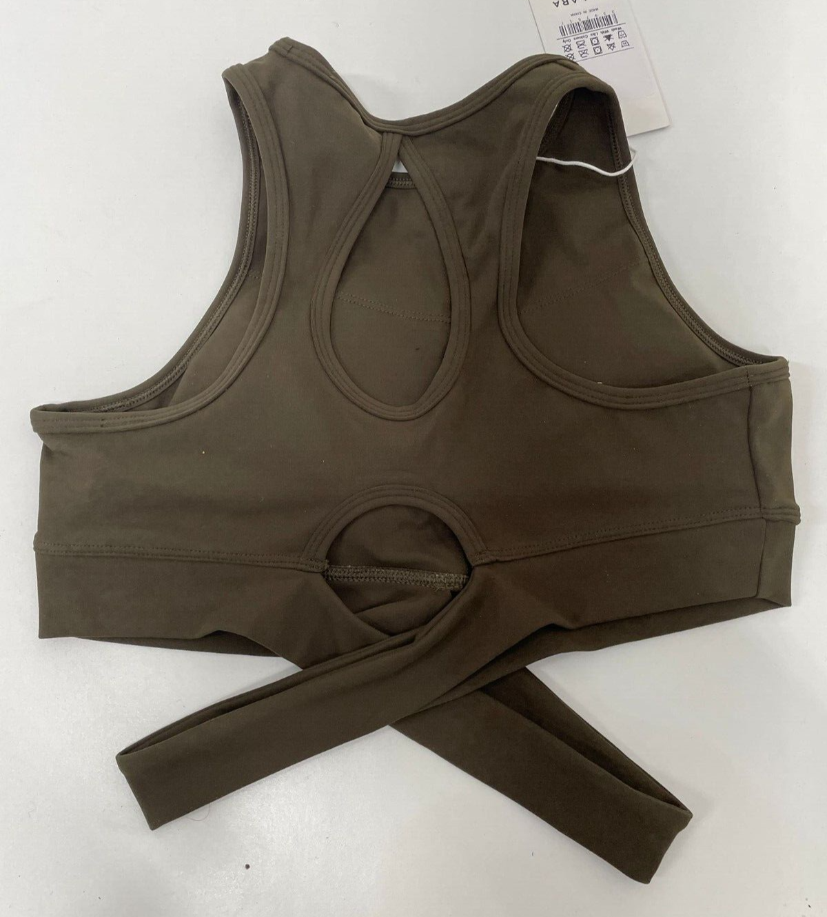 Halara Womens S Round Neck Crossover Hem Cut Out Crop Sports Bra Tank Top Green