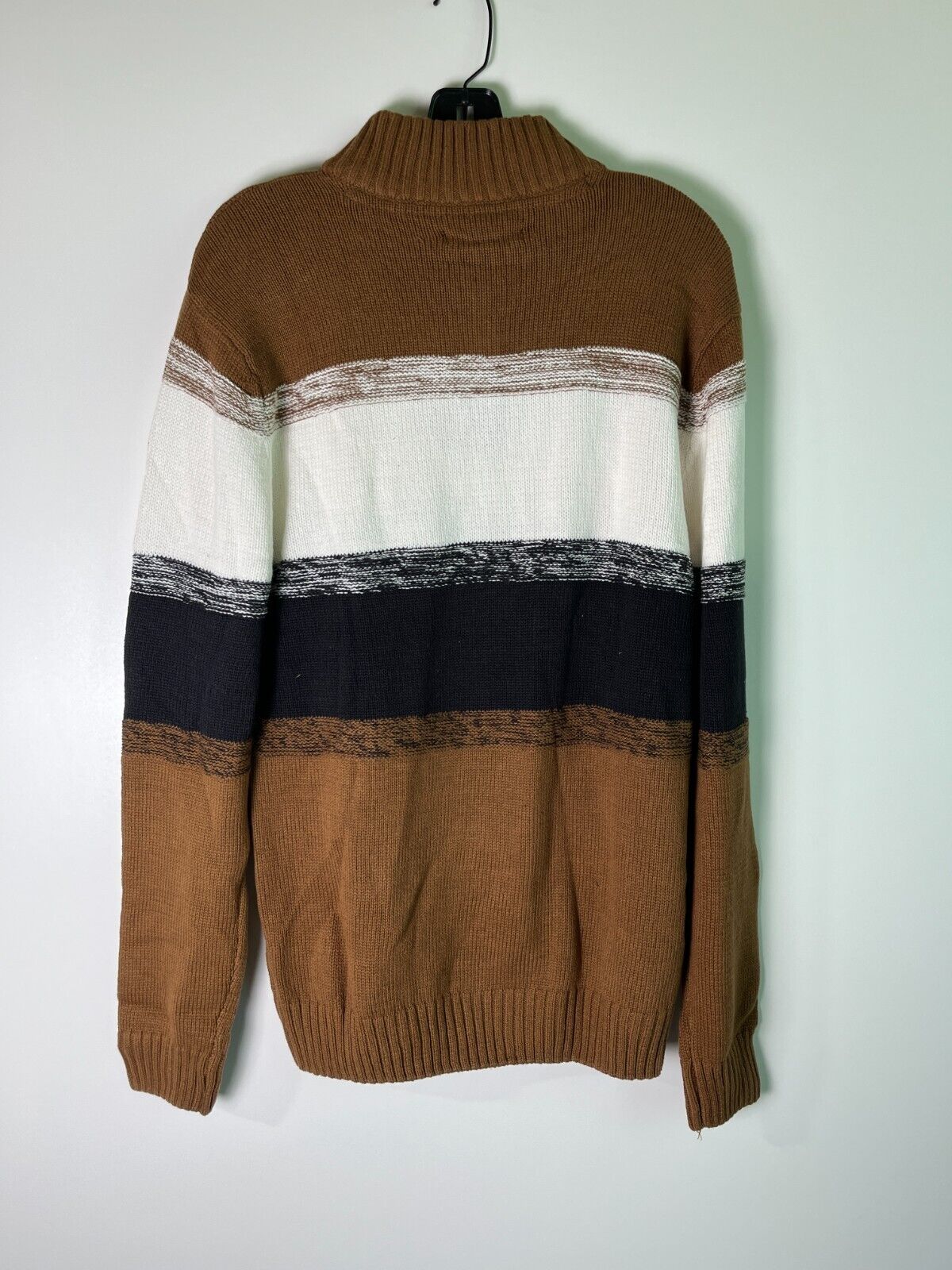 Commerce Men's L Heathered Colorblock 1 4 Zip Sweater Beaver Brown SIEF3S6066