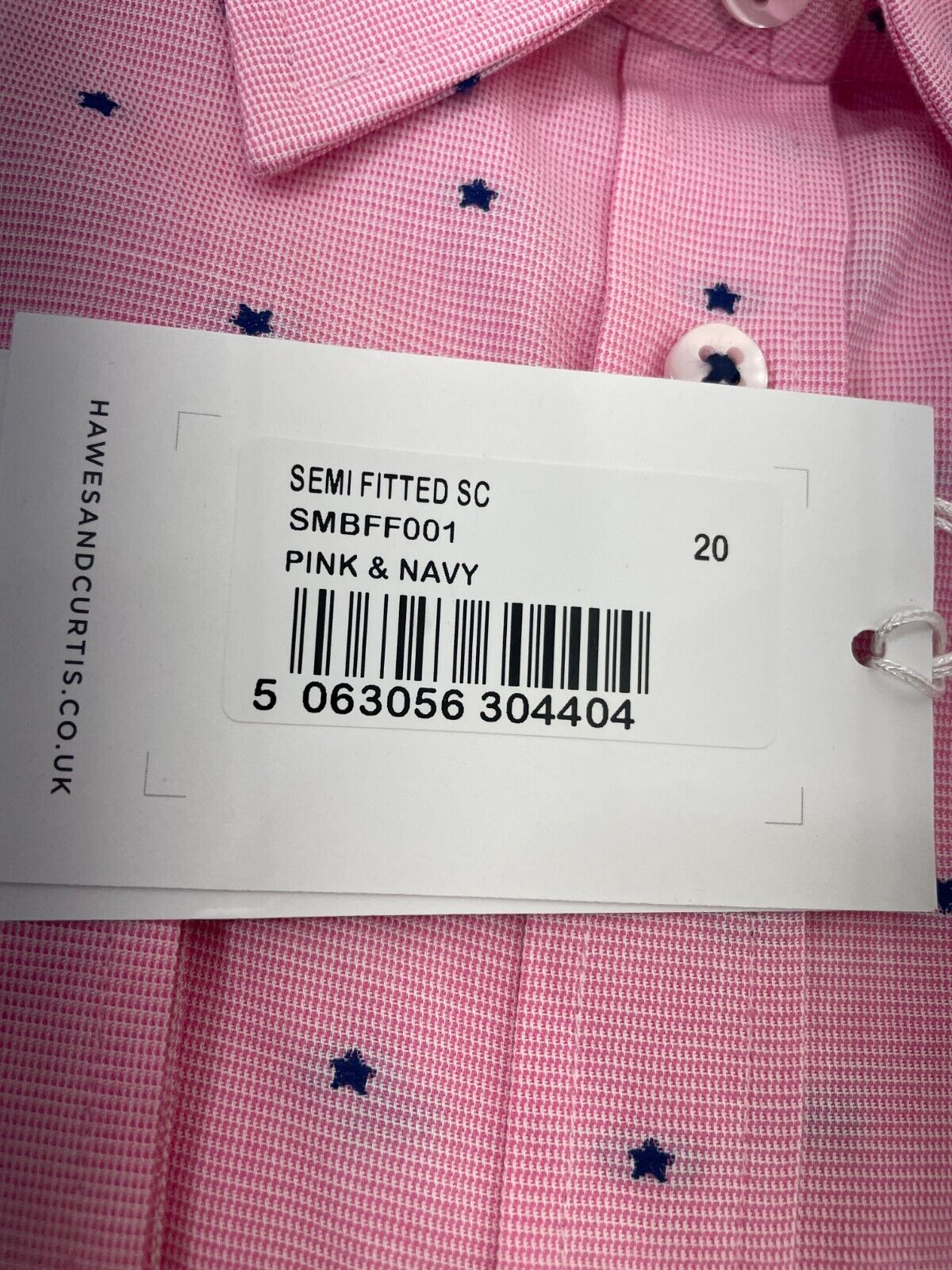 Hawes & Curtis Womens 14 US Star Dobby Semi-Fitted Cotton Shirt Pink SMBFF001