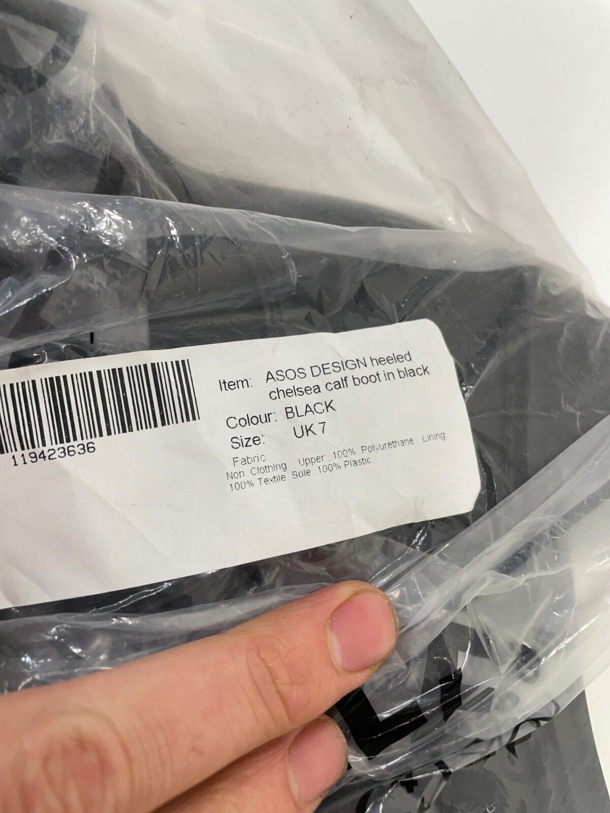 ASOS Design Womens 9 Faux Leather Heeled Chelsea Calf Boot Black 119423631