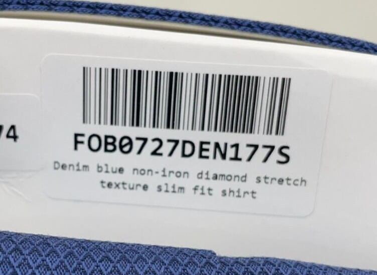 Charles Tyrwhitt Mens 17/37 Non-Iron Diamond Stretch Texture Shirt Denim Blue