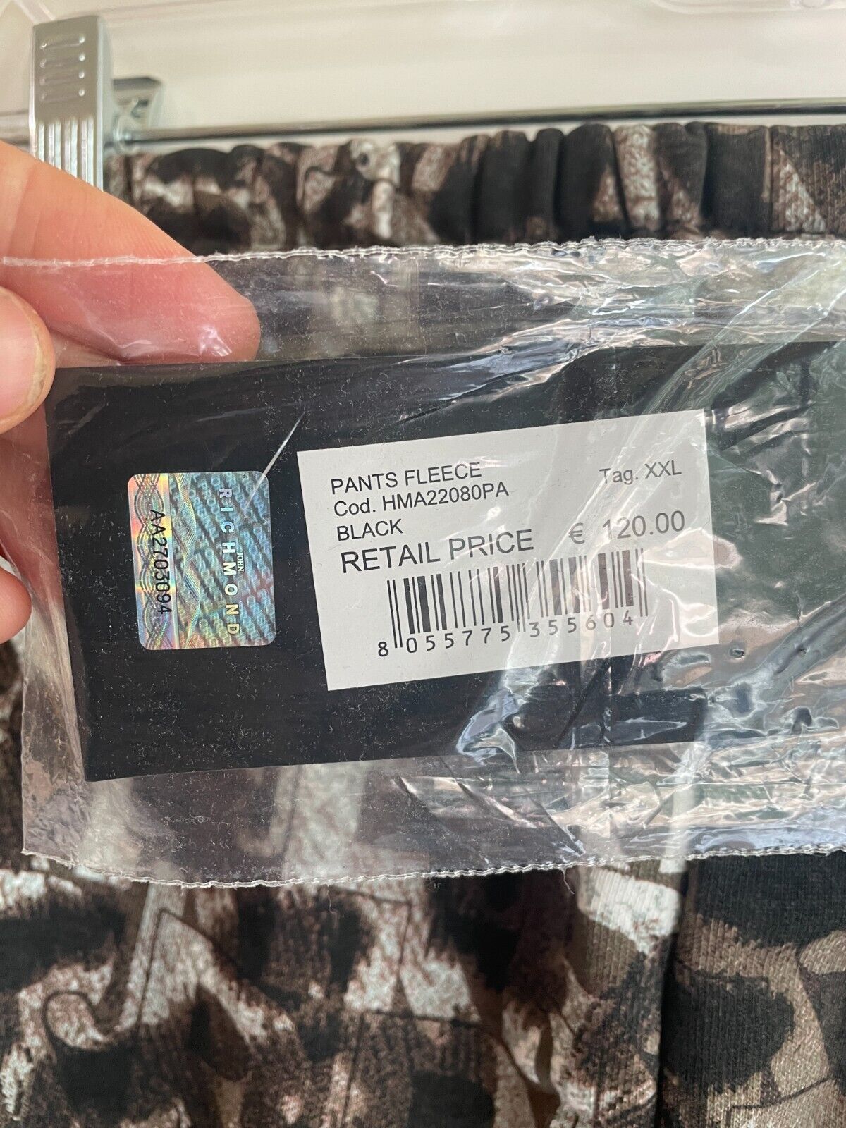 John Richmond Mens 2XL Jogger Trouser Coated Fur Logo Pants Brown Leopard Print